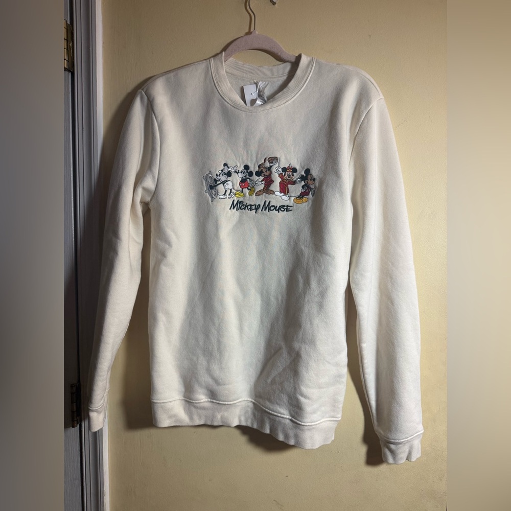 Disney Cream Crewneck Sweater with Mickey Mouse, XS